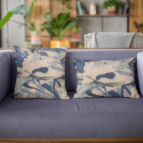 Plutus Blue Modern Art Graphic Print Luxury Throw Pillow