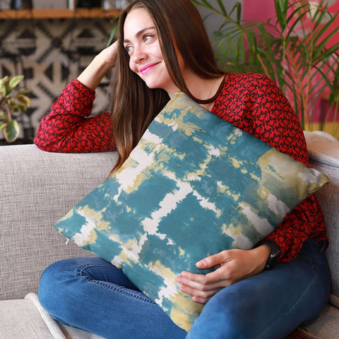 Plutus Blue Contemporary Art Graphic Print Luxury Throw Pillow