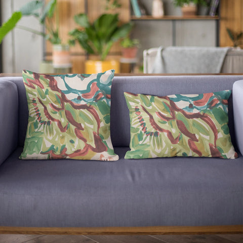 Plutus Blue Garden Graphic Print Luxury Throw Pillow