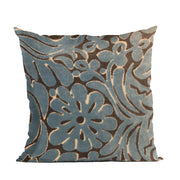 Plutus Blue Flower Velvet Paisley Luxury Throw Pillow