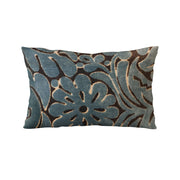 Plutus Blue Flower Velvet Paisley Luxury Throw Pillow