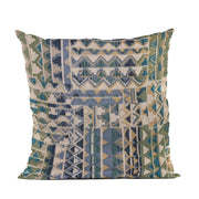 Plutus Blue Pyramids Border Luxury Throw Pillow