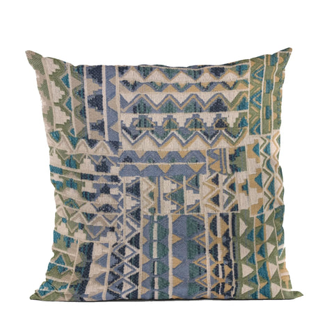 Plutus Blue Pyramids Border Luxury Throw Pillow