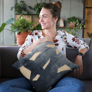 Plutus Blue Palm Floral Luxury Throw Pillow