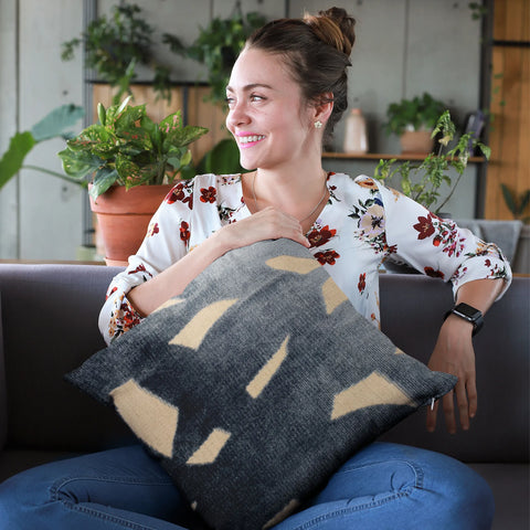 Plutus Blue Palm Floral Luxury Throw Pillow