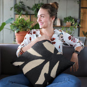 Plutus Black Palm Floral Luxury Throw Pillow