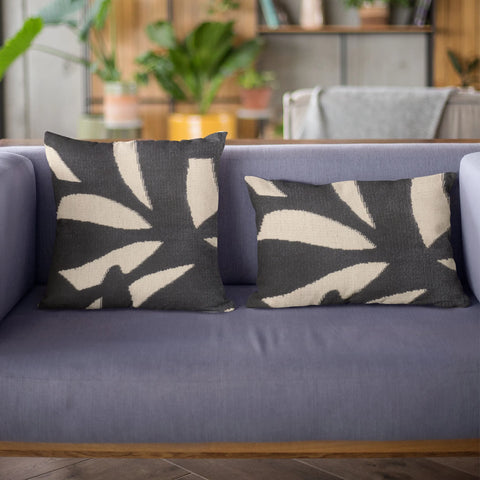 Plutus Black Palm Floral Luxury Throw Pillow