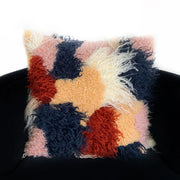 Plutus Red, White, Blue Fanciful Boho Animal Faux Fur Luxury Throw Pillow