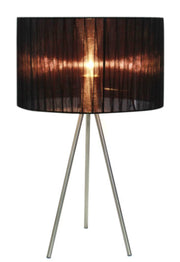 Simple Designs Brushed Nickel Tripod Table Lamp with Pleated Silk Sheer Shade