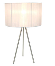 Simple Designs Brushed Nickel Tripod Table Lamp with Pleated Silk Sheer Shade