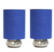 Simple Designs Gemini 2 Pack Mini Touch Lamp with Brushed Nickel Base and Fabric Shades
