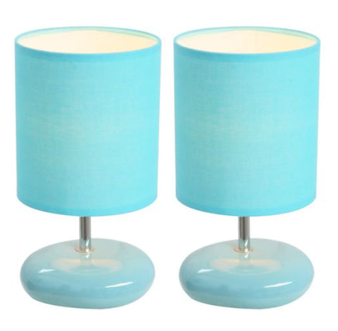 Simple Designs Stonies Small Stone Look Table Bedside Lamp (Set of 2)