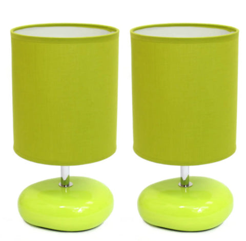 Simple Designs Stonies Small Stone Look Table Bedside Lamp (Set of 2)