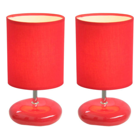 Simple Designs Stonies Small Stone Look Table Bedside Lamp (Set of 2)