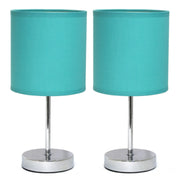 Simple Designs Chrome Mini Basic Table Lamp with Fabric Shade (Set of 2)
