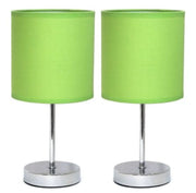 Simple Designs Chrome Mini Basic Table Lamp with Fabric Shade (Set of 2)