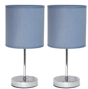 Simple Designs Chrome Mini Basic Table Lamp with Fabric Shade (Set of 2)