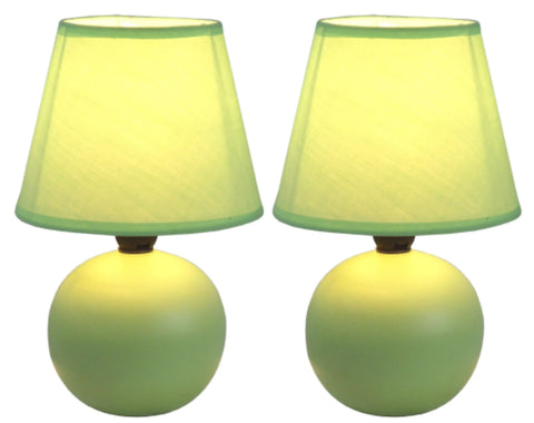 Simple Designs  Mini Ceramic Globe Table Lamp 2 Pack Set