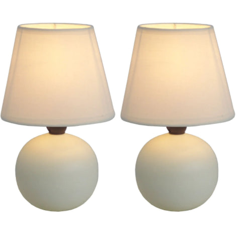 Simple Designs  Mini Ceramic Globe Table Lamp 2 Pack Set