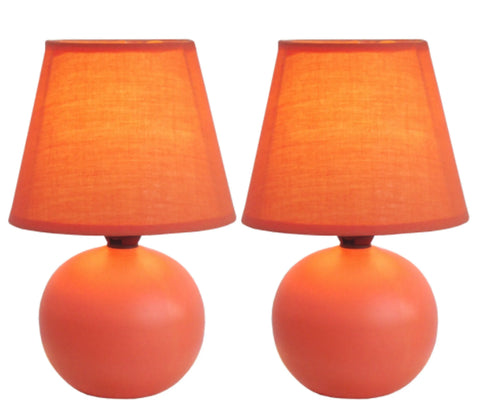 Simple Designs  Mini Ceramic Globe Table Lamp 2 Pack Set