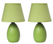 Simple Designs Mini Egg Oval Ceramic Table Lamp 2 Pack Set