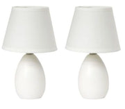 Simple Designs Mini Egg Oval Ceramic Table Lamp 2 Pack Set