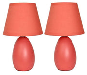 Simple Designs Mini Egg Oval Ceramic Table Lamp 2 Pack Set