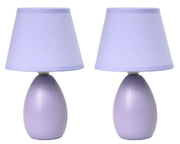 Simple Designs Mini Egg Oval Ceramic Table Lamp 2 Pack Set