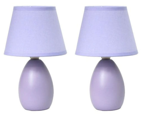 Simple Designs Mini Egg Oval Ceramic Table Lamp 2 Pack Set