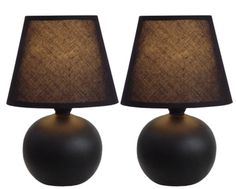 Simple Designs  Mini Ceramic Globe Table Lamp 2 Pack Set