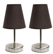 Simple Designs Sand Nickel Mini Basic Table Lamp with Fabric Shade (Set of 2)