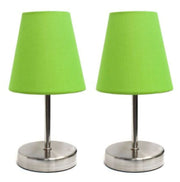 Simple Designs Sand Nickel Mini Basic Table Lamp with Fabric Shade (Set of 2)