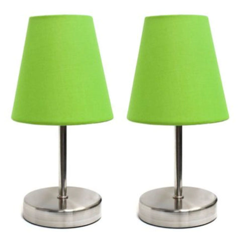 Simple Designs Sand Nickel Mini Basic Table Lamp with Fabric Shade (Set of 2)