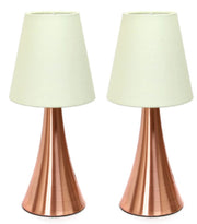 Simple Designs Valencia 2 Pack Mini Touch Table Lamp Set with Fabric Shades