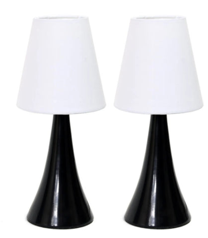Simple Designs Valencia Colors Mini Touch Table Lamp Set with Fabric Shades (Set of 2)