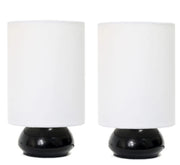 Simple Designs Gemini Colors 2 Pack Mini Touch Table Lamp Set with Fabric Shades