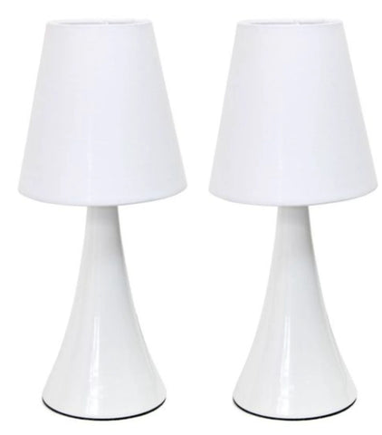 Simple Designs Valencia Colors Mini Touch Table Lamp Set with Fabric Shades (Set of 2)
