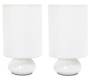 Simple Designs Gemini Colors 2 Pack Mini Touch Table Lamp Set with Fabric Shades