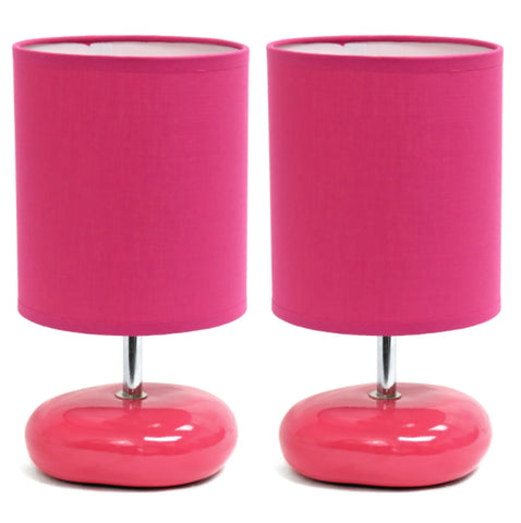 Simple Designs Stonies Small Stone Look Table Bedside Lamp (Set of 2)