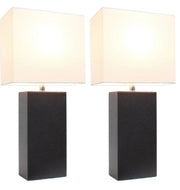 Elegant Designs Modern Leather Table Lamps with White Fabric Shades (Set of 2)