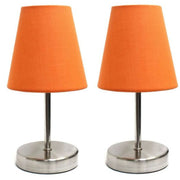 Simple Designs Sand Nickel Mini Basic Table Lamp with Fabric Shade (Set of 2)