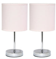 Simple Designs Chrome Mini Basic Table Lamp with Fabric Shade (Set of 2)