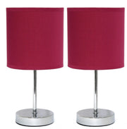 Simple Designs Chrome Mini Basic Table Lamp with Fabric Shade (Set of 2)