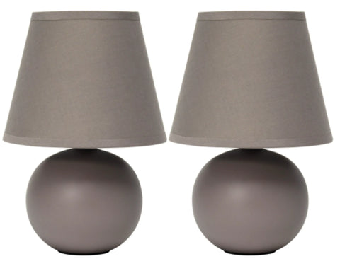 Simple Designs  Mini Ceramic Globe Table Lamp 2 Pack Set