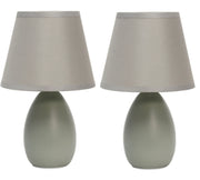 Simple Designs Mini Egg Oval Ceramic Table Lamp 2 Pack Set