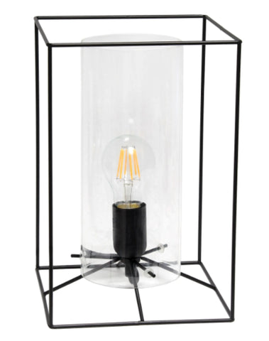 Lalia Home Framed Table Lamp with Clear Cylinder Glass Shade