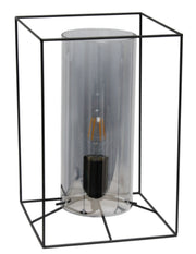 Lalia Home Black Framed Table Lamp with Smoked Cylinder Glass Shade