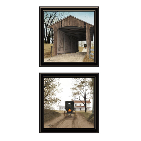 Trendy Decor 4U 2- Piece Vignette Headin' Home, Miller's Creek Bridge Black Framed Wall Art for Living Room, Bedroom Wall Art Print for Home Decor by Billy Jacobs