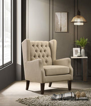 417386151 Beige Tufted Wingback Chair