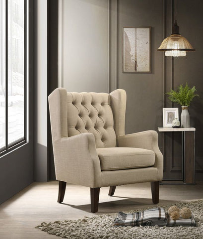 417386151 Beige Tufted Wingback Chair